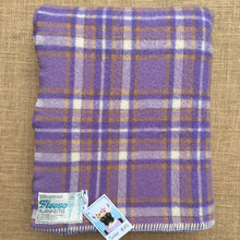 Load image into Gallery viewer, Fun Mauve Violet SMALL SINGLE New Zealand Wool Blanket (with label)