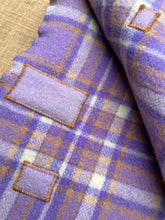 Load image into Gallery viewer, Fun Mauve Violet SMALL SINGLE New Zealand Wool Blanket (with label)