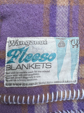 Load image into Gallery viewer, Fun Mauve Violet SMALL SINGLE New Zealand Wool Blanket (with label)