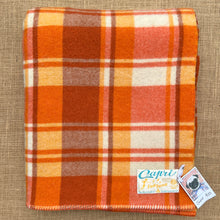 Load image into Gallery viewer, Bright Retro Orange SINGLE New Zealand Wool Blanket Capri with Label