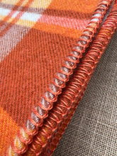 Load image into Gallery viewer, Bright Retro Orange SINGLE New Zealand Wool Blanket Capri with Label