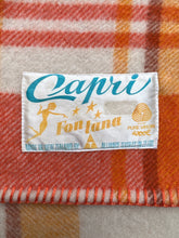 Load image into Gallery viewer, Bright Retro Orange SINGLE New Zealand Wool Blanket Capri with Label