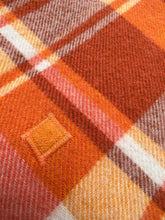 Load image into Gallery viewer, Bright Retro Orange SINGLE New Zealand Wool Blanket Capri with Label