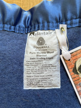 Load image into Gallery viewer, Thick Dark Denim Blue QUEEN Merino Wool Blanket with Satin Trim