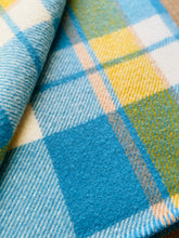 Load image into Gallery viewer, Soft Blue/Cream/Mustard SINGLE New Zealand Wool Blanket