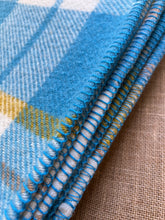Load image into Gallery viewer, Soft Blue/Cream/Mustard SINGLE New Zealand Wool Blanket
