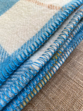 Load image into Gallery viewer, Soft Blue/Cream/Mustard SINGLE New Zealand Wool Blanket (with label)