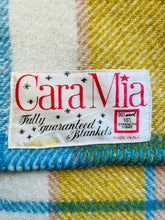 Load image into Gallery viewer, Soft Blue/Cream/Mustard SINGLE New Zealand Wool Blanket (with label)