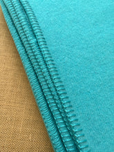 Load image into Gallery viewer, Bright Turquoise DOUBLE New Zealand Wool Blanket