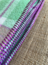 Load image into Gallery viewer, Peach, Magenta and Apple Green THROW New Zealand Wool Blanket