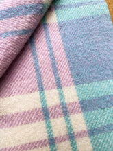 Load image into Gallery viewer, Mint & Purple Plaid SINGLE New Zealand Wool Blanket *BARGAIN*