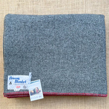 Load image into Gallery viewer, Grey Army Blanket KING SINGLE with Red Stripe New Zealand Wool Blanket