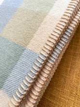 Load image into Gallery viewer, Blue, Cream & Olive KING SINGLE Kaiapoi NZ Wool Blanket