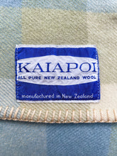 Load image into Gallery viewer, Blue, Cream & Olive KING SINGLE Kaiapoi NZ Wool Blanket