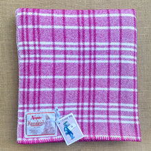 Load image into Gallery viewer, Magenta & Cream Plaid SINGLE New Zealand Wool Blend Blanket