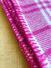 Load image into Gallery viewer, Magenta & Cream Plaid SINGLE New Zealand Wool Blend Blanket