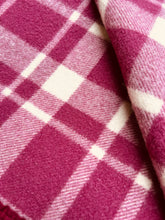 Load image into Gallery viewer, Berry Check KING SINGLE with Fabric Trim New Zealand Wool Blanket