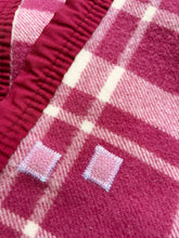 Load image into Gallery viewer, Berry Check KING SINGLE with Fabric Trim New Zealand Wool Blanket