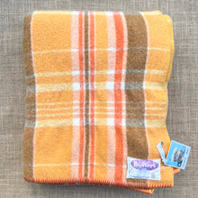 Load image into Gallery viewer, Retro Orange Plaid SMALL SINGLE New Zealand Wool Blanket
