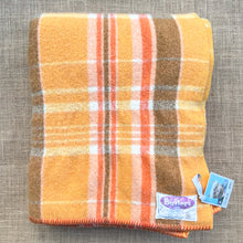 Load image into Gallery viewer, Retro Orange Plaid SMALL SINGLE New Zealand Wool Blanket