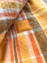 Load image into Gallery viewer, Retro Orange Plaid SMALL SINGLE New Zealand Wool Blanket