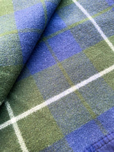 Load image into Gallery viewer, Forest Vibe Green & Navy QUEEN/ Pure Wool Blanket