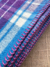 Load image into Gallery viewer, BOLD Blue and Violet SINGLE New Zealand Wool Blanket