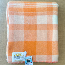 Load image into Gallery viewer, Orange and Cream Check SINGLE New Zealand Wool Blanket