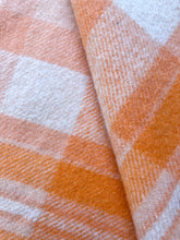 Load image into Gallery viewer, Orange and Cream Check SINGLE New Zealand Wool Blanket