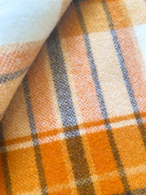Load image into Gallery viewer, Pumpkin Plaid Retro SINGLE New Zealand Wool Blanket

