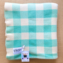 Load image into Gallery viewer, Mint & Cream Check SINGLE New Zealand Wool Blanket