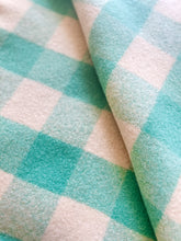 Load image into Gallery viewer, Mint & Cream Check SINGLE New Zealand Wool Blanket