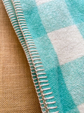Load image into Gallery viewer, Mint & Cream Check SINGLE New Zealand Wool Blanket