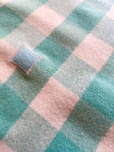 Load image into Gallery viewer, Mint & Cream Check SINGLE New Zealand Wool Blanket