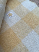 Load image into Gallery viewer, Lemon and Cream Check KING SINGLE New Zealand Wool Blanket