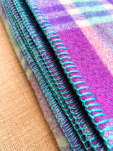 Load image into Gallery viewer, Turquoise & Fuchsia Sensational DOUBLE Pure New Zealand Wool Blanket.