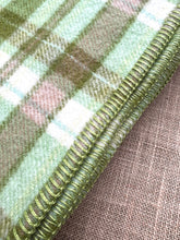 Load image into Gallery viewer, Fresh Greens Mini-check SINGLE New Zealand Wool Blanket