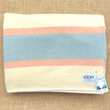 Load image into Gallery viewer, Classic DOUBLE Wool Blanket - Traditional peach/blue stripe edge