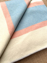 Load image into Gallery viewer, Classic DOUBLE Wool Blanket - Traditional peach/blue stripe edge
