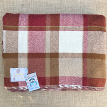 Load image into Gallery viewer, Deep Plum and Olive Retro DOUBLE New Zealand Wool Blanket