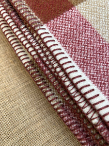Deep Plum and Olive Retro DOUBLE New Zealand Wool Blanket