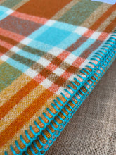 Load image into Gallery viewer, Brights Orange and Turquoise DOUBLE New Zealand Wool Blanket