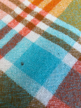 Load image into Gallery viewer, Brights Orange and Turquoise DOUBLE New Zealand Wool Blanket