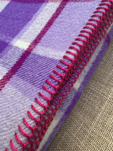 Load image into Gallery viewer, Vibrant Purple Check DOUBLE New Zealand Wool Blanket