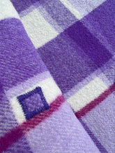 Load image into Gallery viewer, Vibrant Purple Check DOUBLE New Zealand Wool Blanket