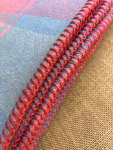 Load image into Gallery viewer, Pretty Salmon Pink & Blue Check SINGLE New Zealand Wool Blanket.