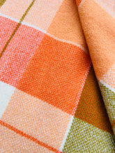 Load image into Gallery viewer, Oversize Bright Melon & Olive SINGLE/DOUBLE New Zealand Wool Blanket