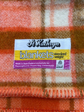 Load image into Gallery viewer, Fun Orange & Olive Retro SINGLE New Zealand Wool Blanket