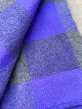 Load image into Gallery viewer, Grey/Violet RARE Check Army Blanket SINGLE New Zealand Wool Blanket