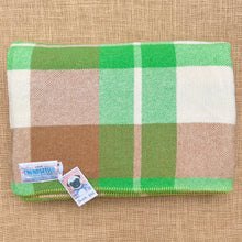 Load image into Gallery viewer, Kelly Green & Brown DOUBLE New Zealand Wool Blanket (with label)